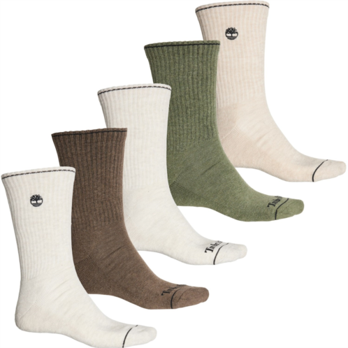 Timberland Logo Performance Cushioned Socks - 5-Pack, Crew (For Men)