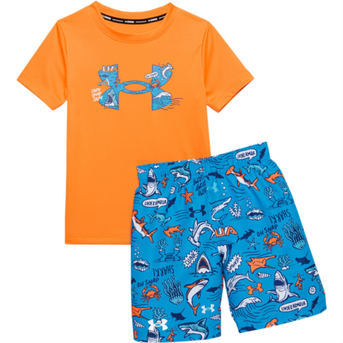 Under Armour Little Boys Shark Fest Swim Shirt and Shorts Set - UPF 50, Short Sleeve
