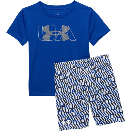 Under Armour Little Boys Slash Stripes Big Logo T-Shirt and Shorts Set - Short Sleeve