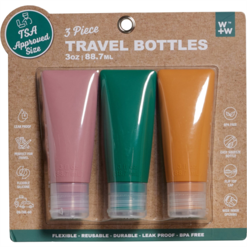 W+W Flip Top Travel Bottles - 3-Piece, 3 oz.