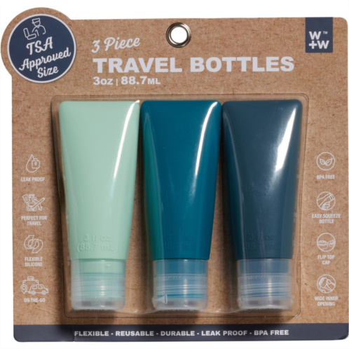 W+W Square-Top Travel Bottles - 3-Pack, 3 oz.