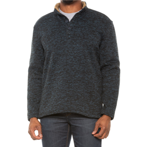 Weatherproof Vintage Button Mock Sweater Fleece Shirt - Sherpa Lined, Long Sleeve