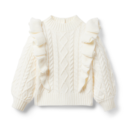 Janie and Jack Ruffle Cable Knit Sweater