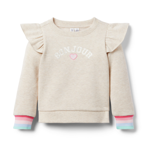 Janie and Jack Bonjour Ruffle Shoulder Sweatshirt