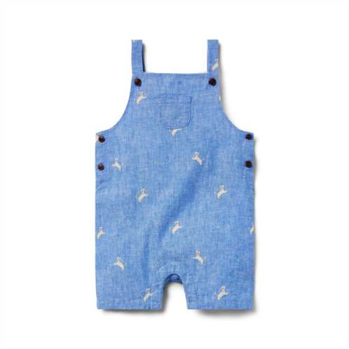 Janie and Jack Baby Dog Linen-Cotton Overall