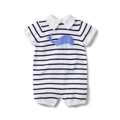 Janie and Jack Baby Whale Striped Sweater Romper