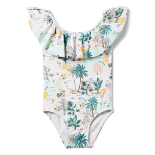 Janie and Jack Recycled Tropical Island Ruffle Swimsuit