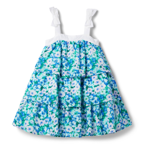 Janie and Jack Floral Bow Strap Tiered Dress