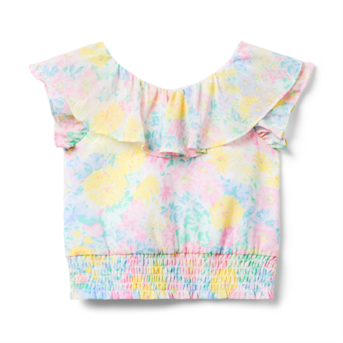 Janie and Jack Floral Ruffle Chiffon Cropped Top