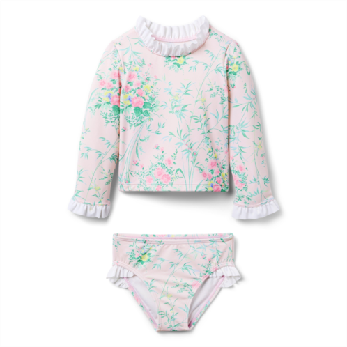 Janie and Jack Recycled Floral Rash Guard Swimsuit