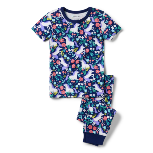 Janie and Jack Good Night Short Sleeve Pajama in Unicorn Dreams