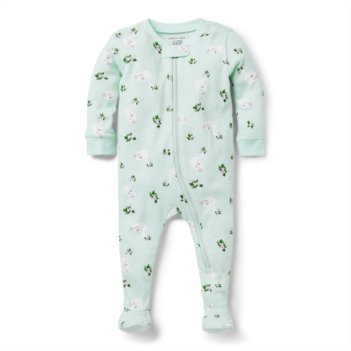 Janie and Jack Baby Good Night Footed Pajama In Swan Dreams
