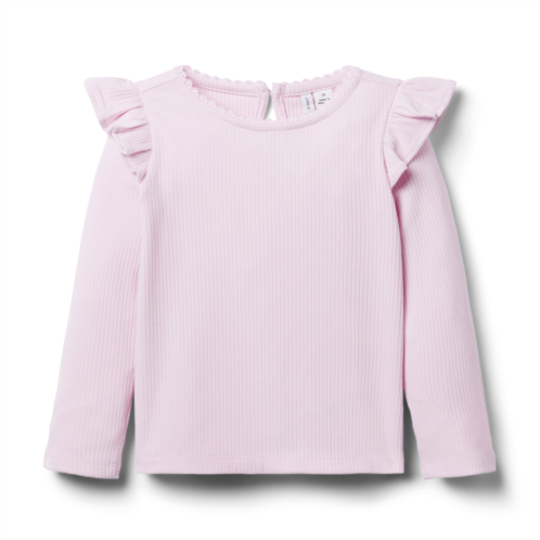 Janie and Jack Ribbed Ruffle Shoulder Top