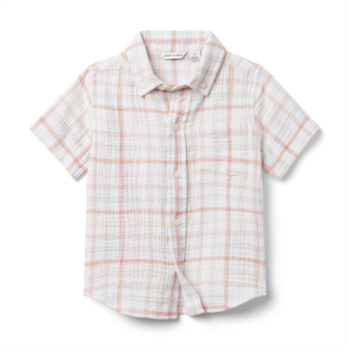 Janie and Jack Plaid Gauze Shirt