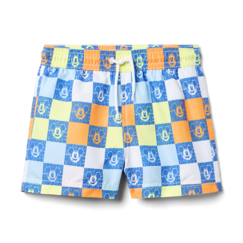 Janie and Jack Disney Mickey Mouse Recycled Check Swim Trunk