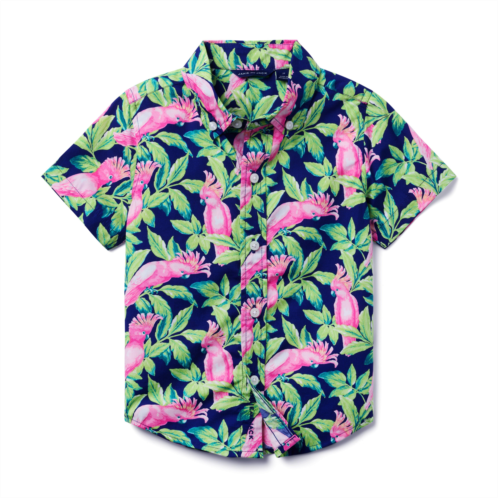 Janie and Jack Tropical Bird Poplin Shirt