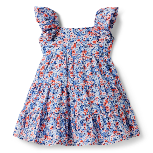 Janie and Jack Floral Bubble Sleeve Tiered Dress
