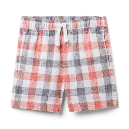 Janie and Jack Gingham Linen-Cotton Pull-On Short