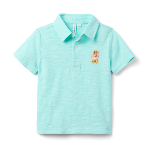 Janie and Jack Gray Malin Embroidered Dog Polo