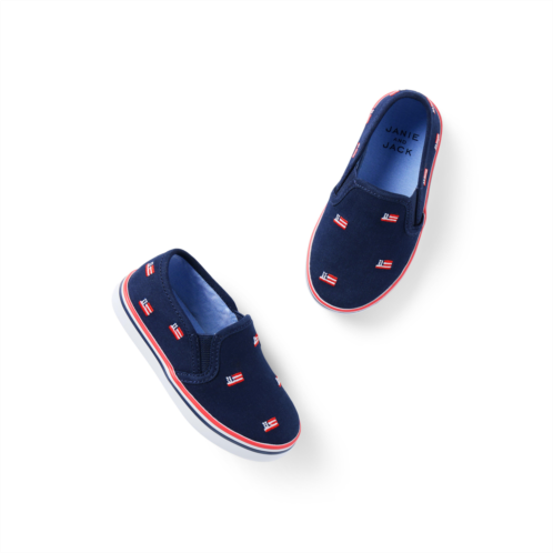 Janie and Jack Embroidered Flag Slip-On Sneaker