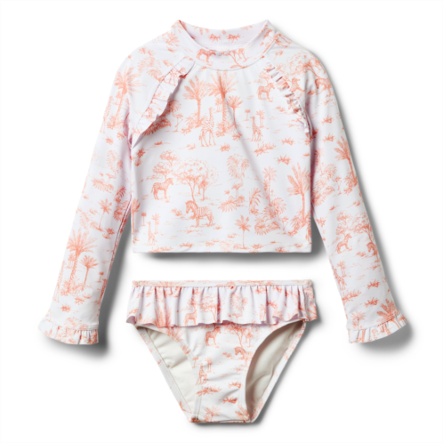 Janie and Jack Recycled Tropical Toile Rash Guard Swimsuit