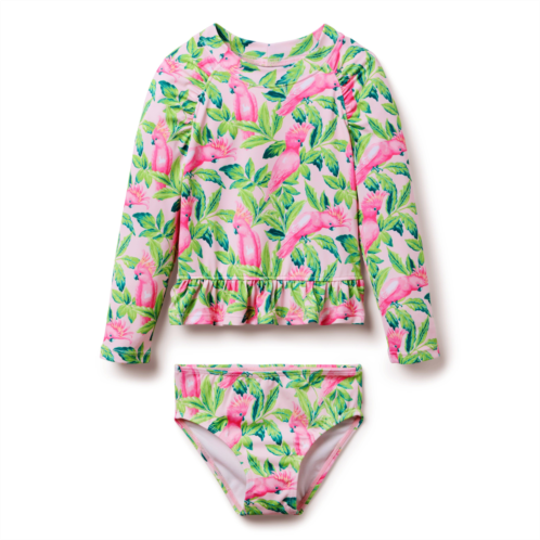 Janie and Jack Recycled Tropical Bird Rash Guard Swimsuit