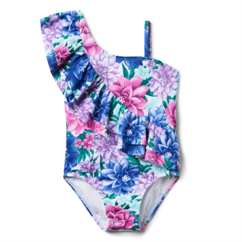 Janie and Jack Recycled Floral Ruffle Shoulder Swimsuit