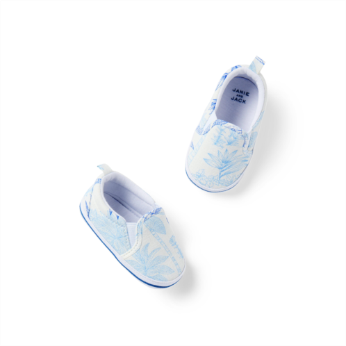 Janie and Jack Baby Palm Toile Slip-On Sneaker