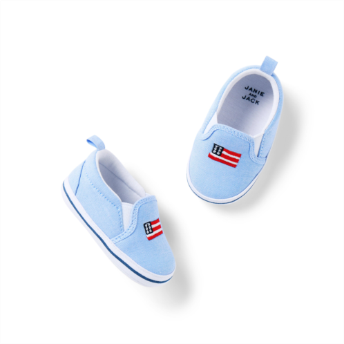 Janie and Jack Baby Embroidered Flag Slip-On Sneaker