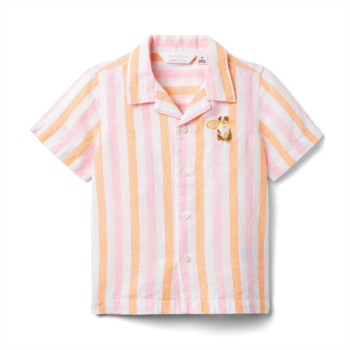 Janie and Jack Gray Malin Striped Dog Cabana Shirt