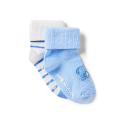 Janie and Jack Baby Stripe And Bear Sock 2-Pack