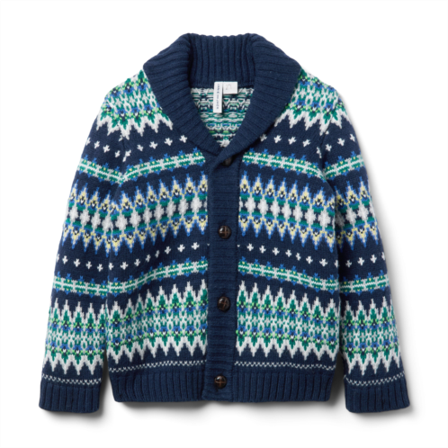 Janie and Jack Fair Isle Shawl Collar Cardigan