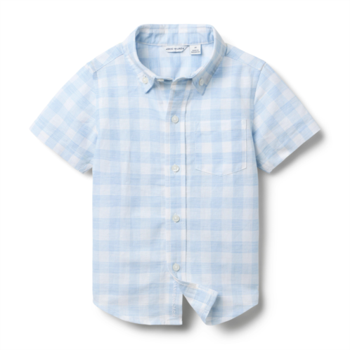 Janie and Jack Gingham Linen-Cotton Shirt
