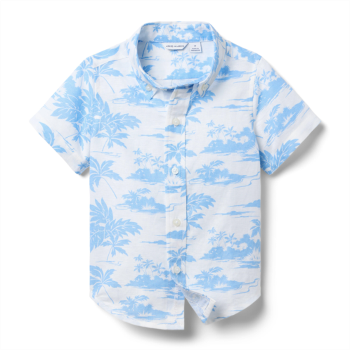 Janie and Jack Island Toile Linen-Cotton Shirt