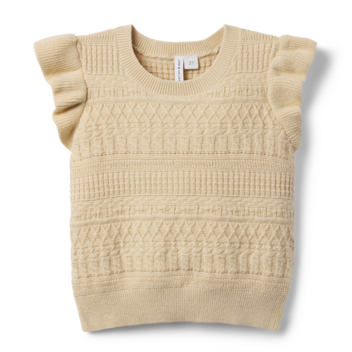 Janie and Jack Textured Flutter Sleeve Sweater