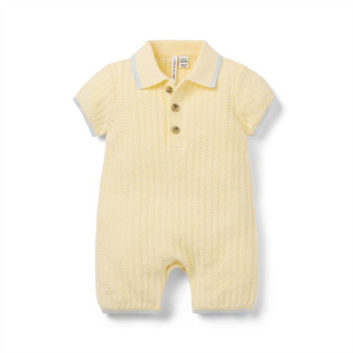 Janie and Jack Baby Pointelle Collared Romper