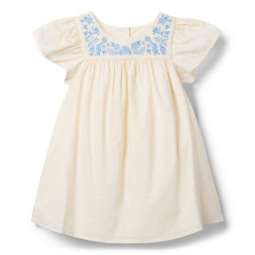 Janie and Jack Embroidered Floral Ruffle Sleeve Dress