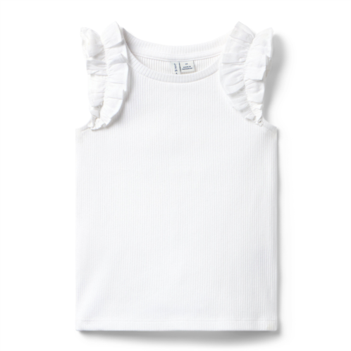 Janie and Jack Ribbed Ruffle Sleeve Top