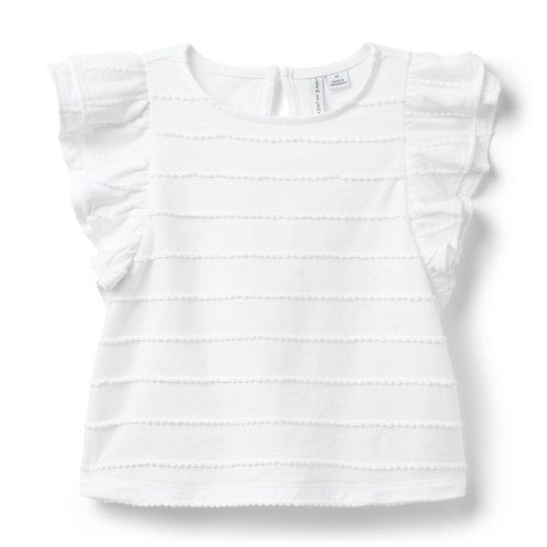 Janie and Jack Textured Stripe Ruffle Sleeve Top