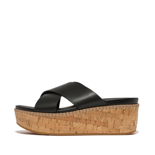 Fitflop Leather/Cork Wedge Cross Slides
