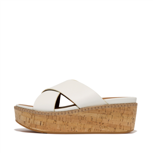 Fitflop Leather/Cork Wedge Cross Slides