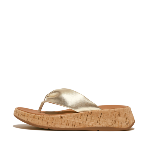 Fitflop Metallic Leather-Twist Flatform Toe-Post Sandals (Cork Wrap)