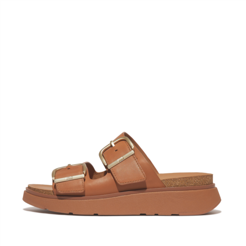 Fitflop Buckle Two-Bar Leather Slides