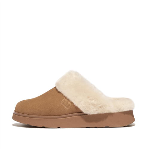 Fitflop Shearling-Collar Suede Slippers
