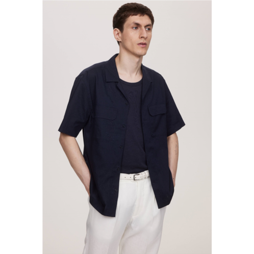 H&M Regular Fit Linen-blend Utility Shirt