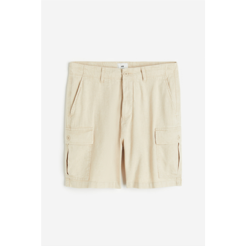 H&M Regular Fit Linen-blend Cargo Shorts