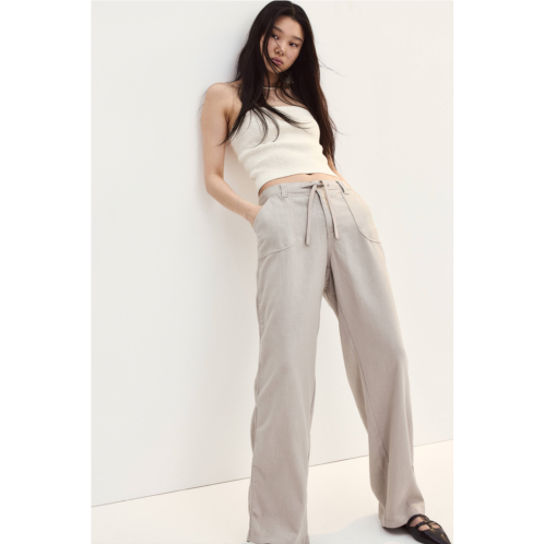 H&M Linen-blend Straight Pants