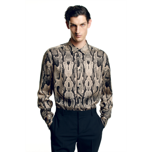 H&M Regular Fit Patterned Lyocell Shirt