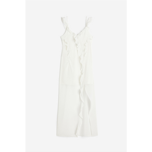 H&M Flounce-trimmed Chiffon Dress