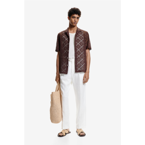 H&M Regular Fit Crochet-look Resort Shirt